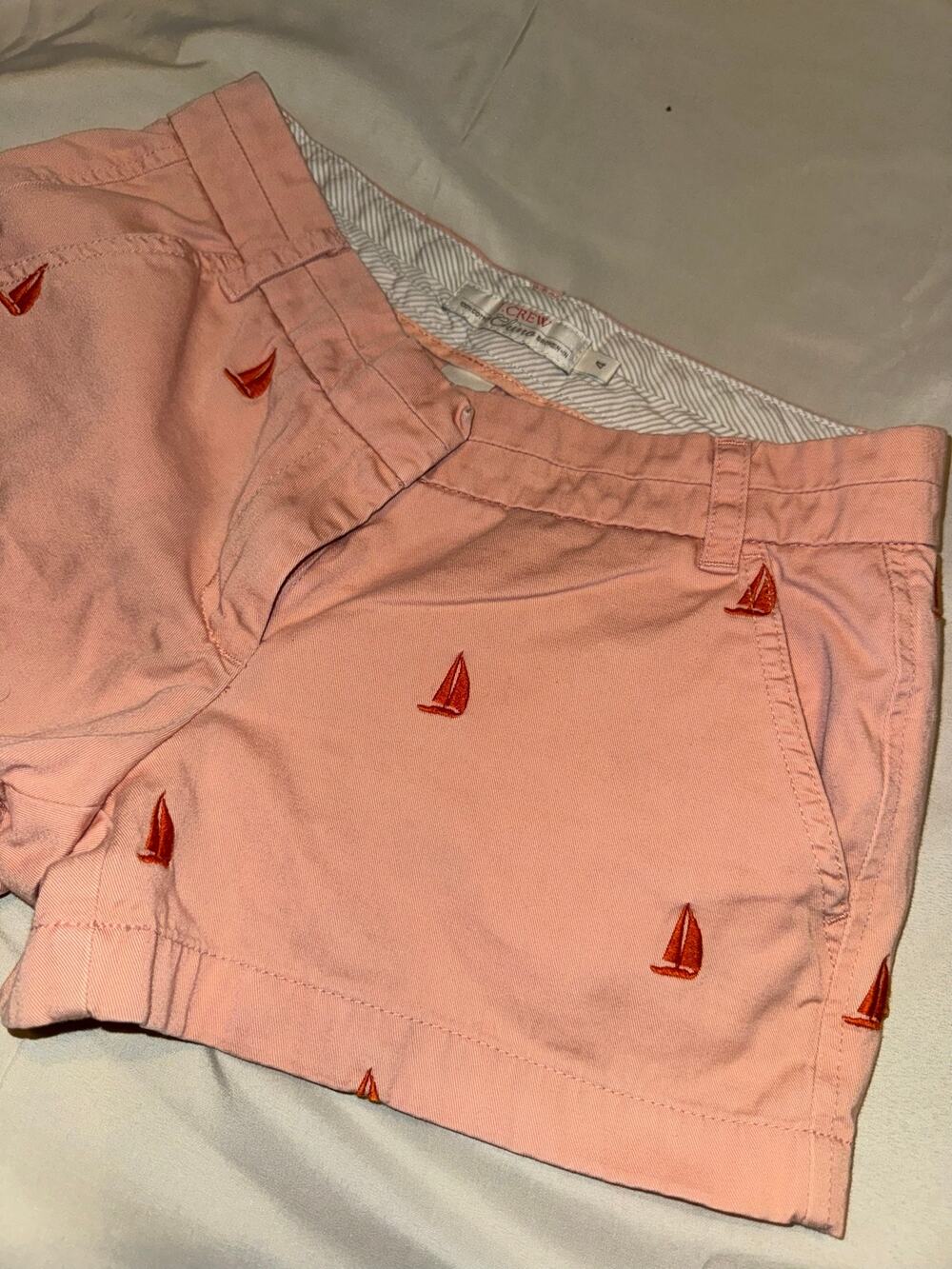 J.Crew Women’s Size 4 Pink Sailboat Print Shorts Nautical Preppy Summer